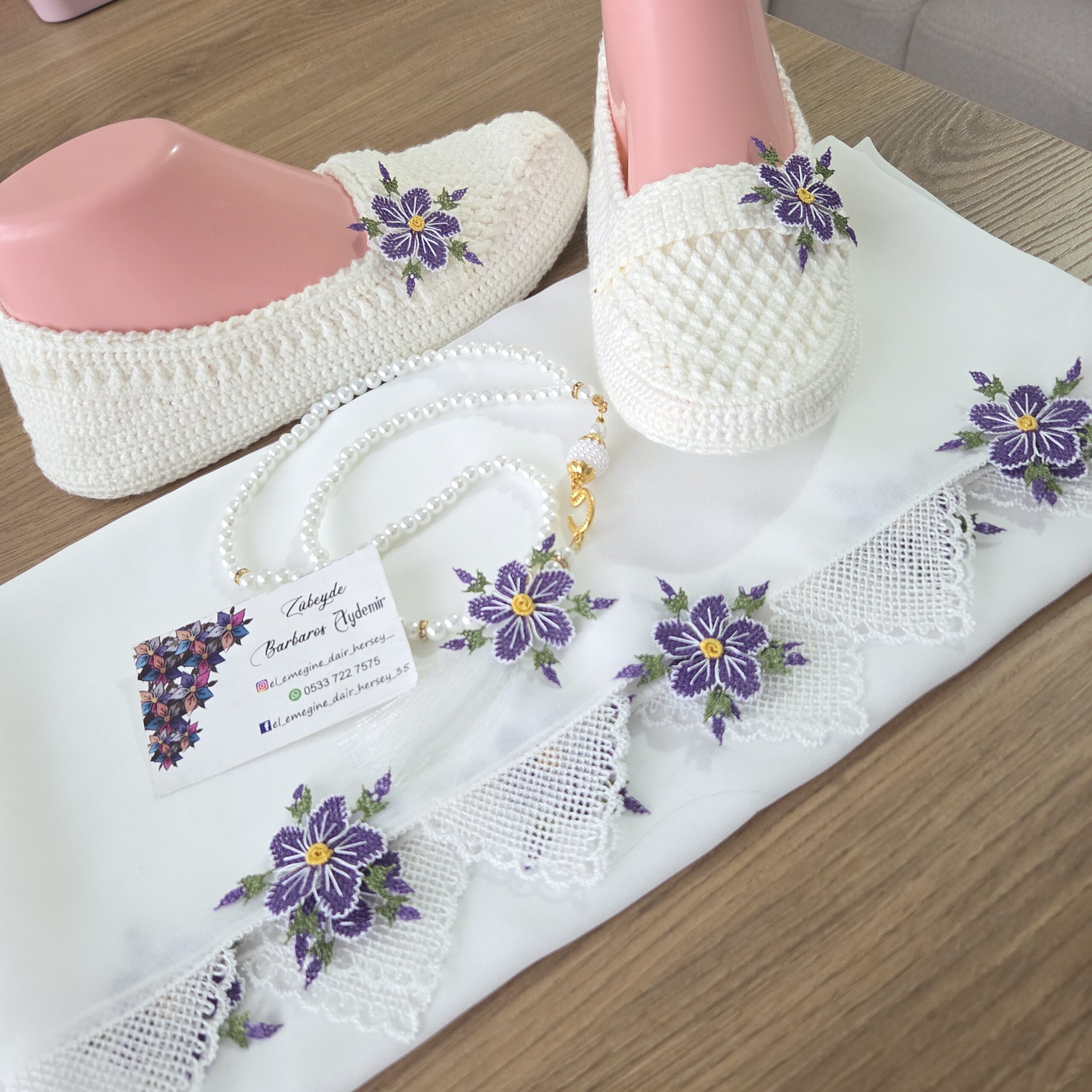 mürdüm çiçekli, beyaz, 3'lü set