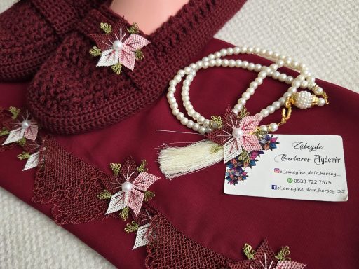 Pembe bordo çiçekli, bordo, 3'lü set