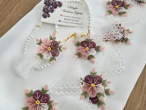 PUDRA ÇİÇEKLİ, BEYAZ, 2 Lİ SET