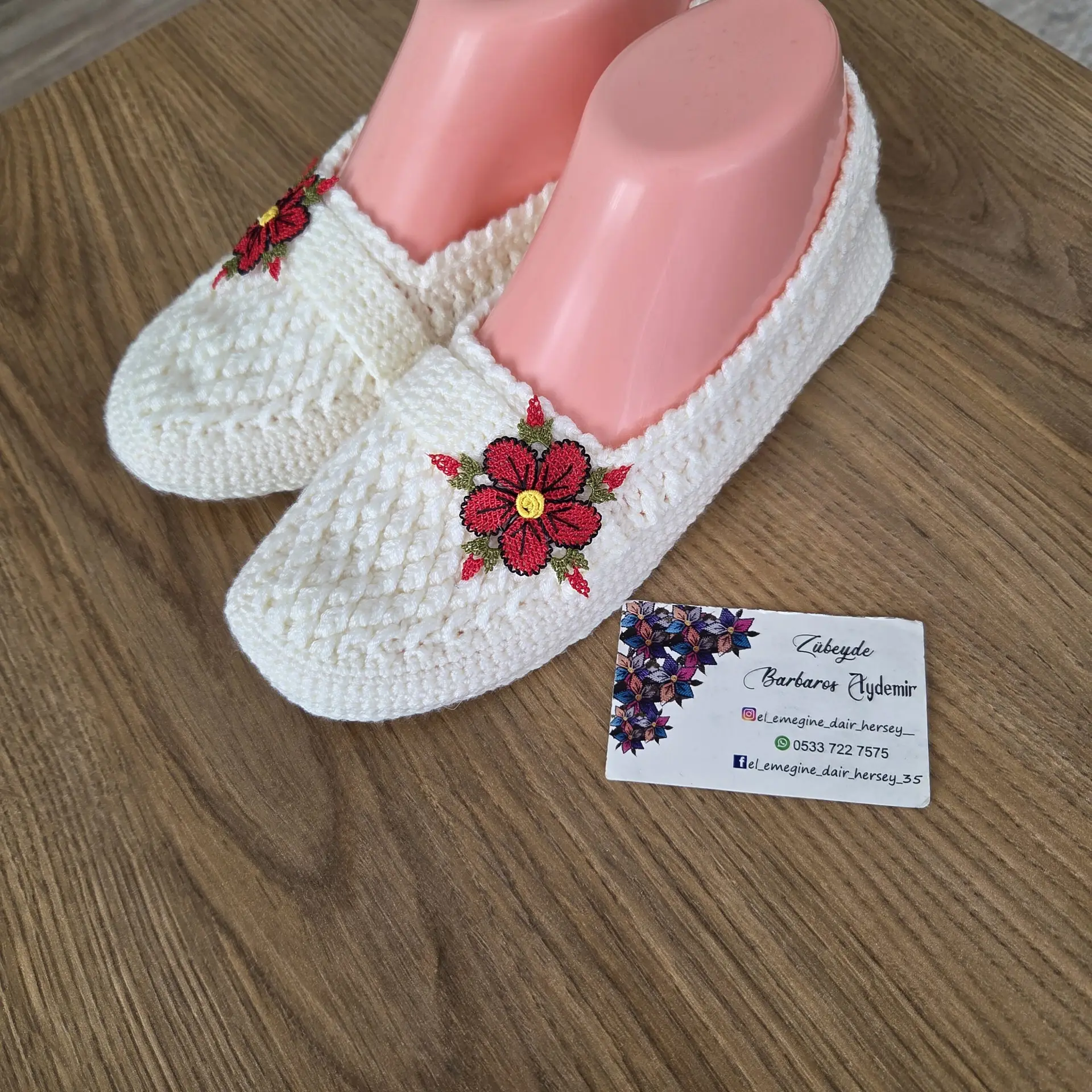 KIRMIZI ÇİÇEKLİ, BEYAZ 3 LÜ SET - Görsel 3