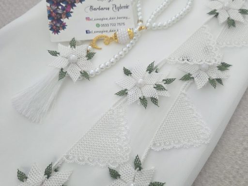 yeşil beyaz çiçekli, beyaz, 2'li set