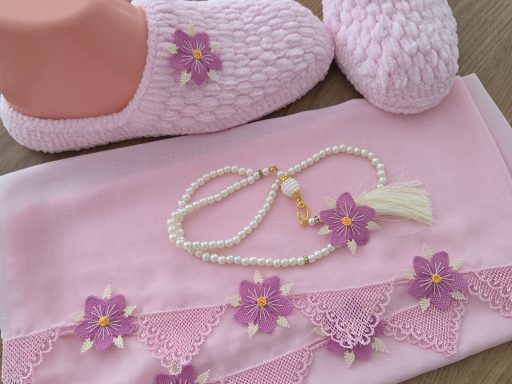 pembe çiçekli, pembe 3'lü set