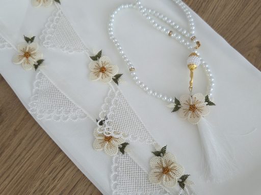 Krem sarı çiçekli 2'li set